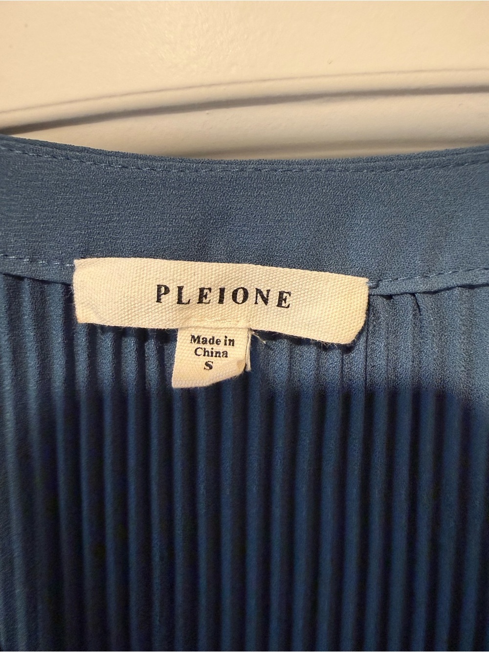 Pleione Blue Pleated V-Neck Button Front Blouse - Picture 3 of 3